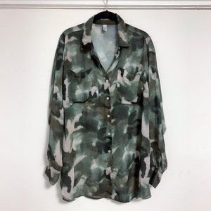 AMERICAN APPAREL Camo Chiffon Button Down Shirt